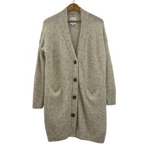 Part Two Alpaca Blend Long Button Costal Cardigan Cream/ Beige SZ L